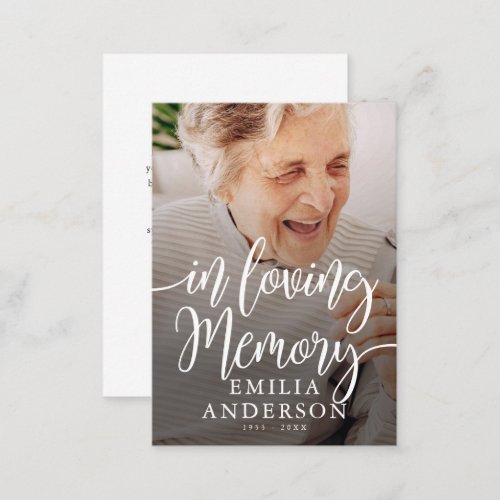 In Loving Memory Memorial Modern Simple Photo Card