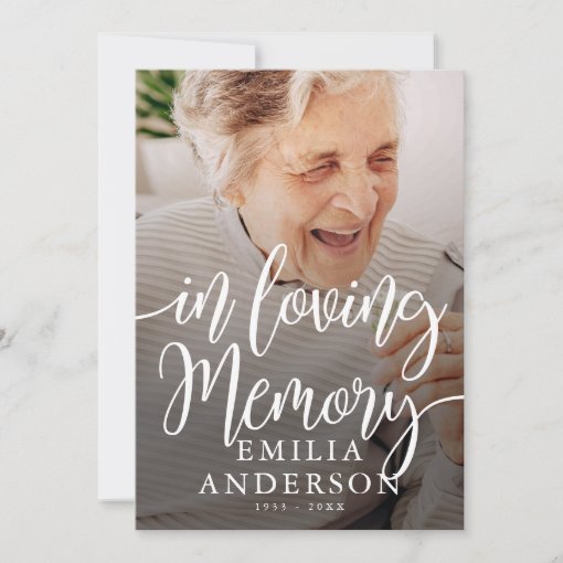 In Loving Memory Memorial Modern Simple Photo Card | Zazzle