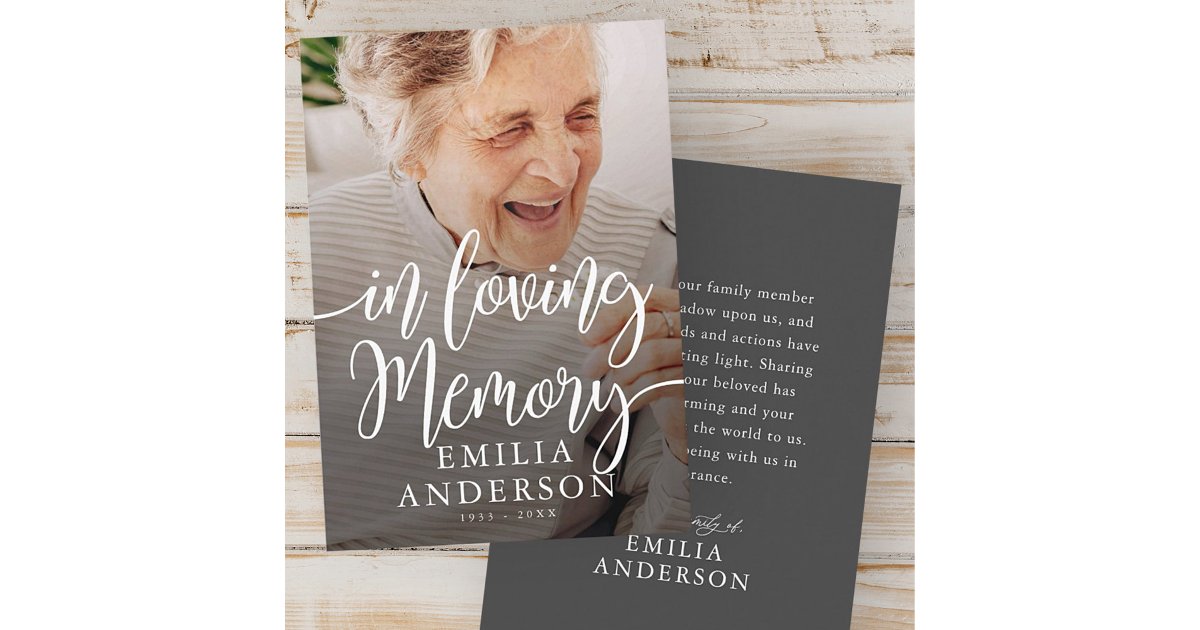 In Loving Memory Memorial Modern Simple Photo Card | Zazzle