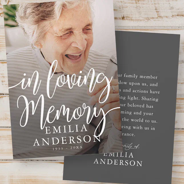 In Loving Memory Memorial Modern Simple Photo Card | Zazzle