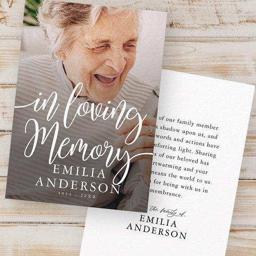 In Loving Memory Memorial Modern Simple Photo Card