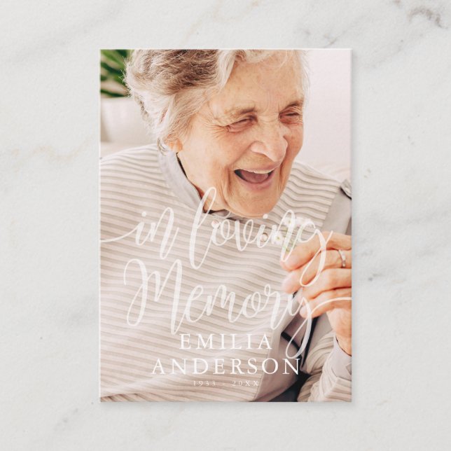 In Loving Memory Memorial Modern Simple Photo Card (Front)