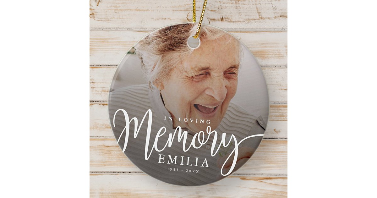 In Loving Memory Memorial Modern Simple Photo Ceramic Ornament | Zazzle