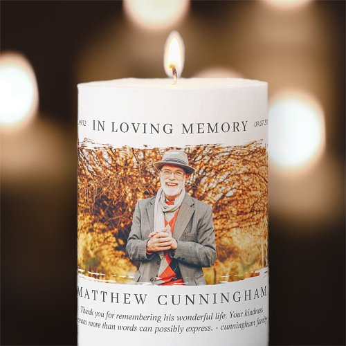 In Loving Memory Memorial Modern Simple Photo Pillar Candle