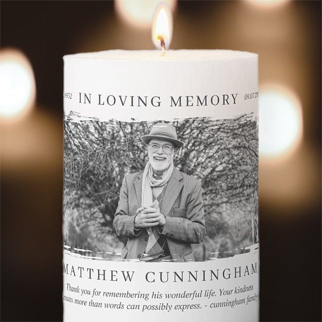 In Loving Memory Memorial Modern Simple Photo Pillar Candle (Creator Uploaded)