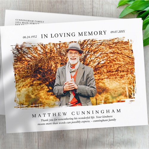 In Loving Memory Memorial Modern Simple Photo Postcard