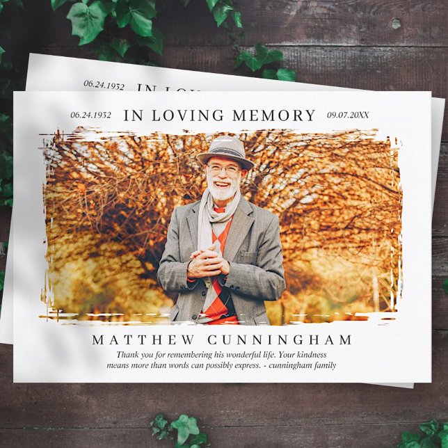 In Loving Memory Memorial Modern Simple Photo Thank You Card (Creator Uploaded)