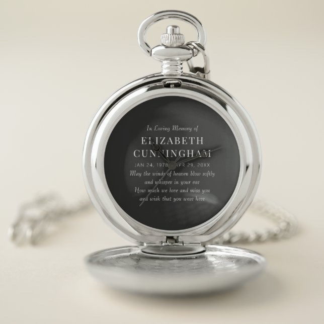 In Loving Memory Memorial Modern Simple Pocket Watch (Inside)