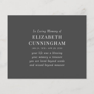 In Loving Memory Memorial Modern Simple Quote