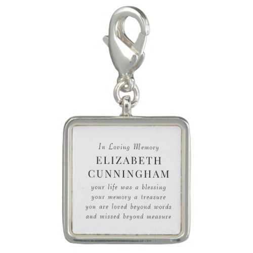 In Loving Memory Memorial Modern Simple Quote Charm