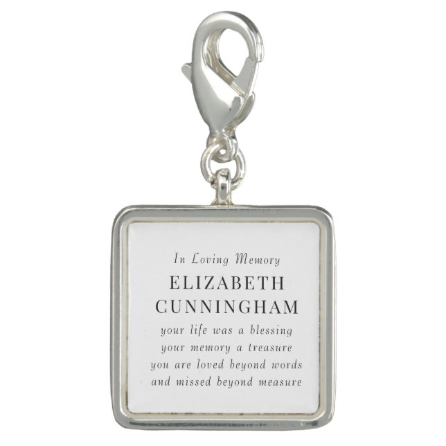 In Loving Memory Memorial Modern Simple Quote Charm (Front)