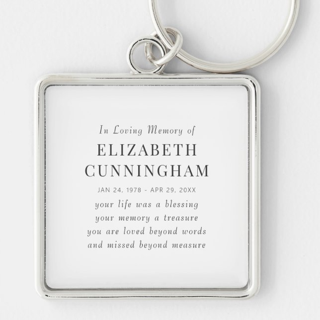 In Loving Memory Memorial Modern Simple Quote Keychain (Front)