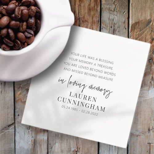 In Loving Memory Memorial Modern Simple Quote Napkins