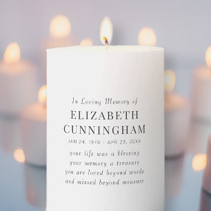 In Loving Memory Memorial Modern Simple Quote Pillar Candle
