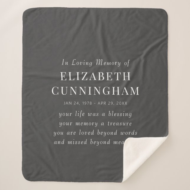In Loving Memory Memorial Modern Simple Quote Sherpa Blanket (Front)