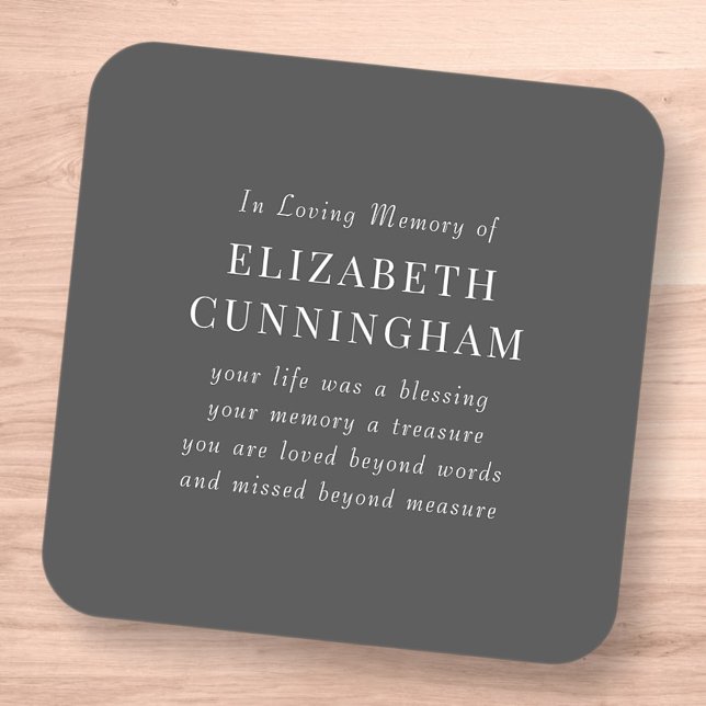 In Loving Memory Memorial Modern Simple Quote Square Sticker (Creator Uploaded)