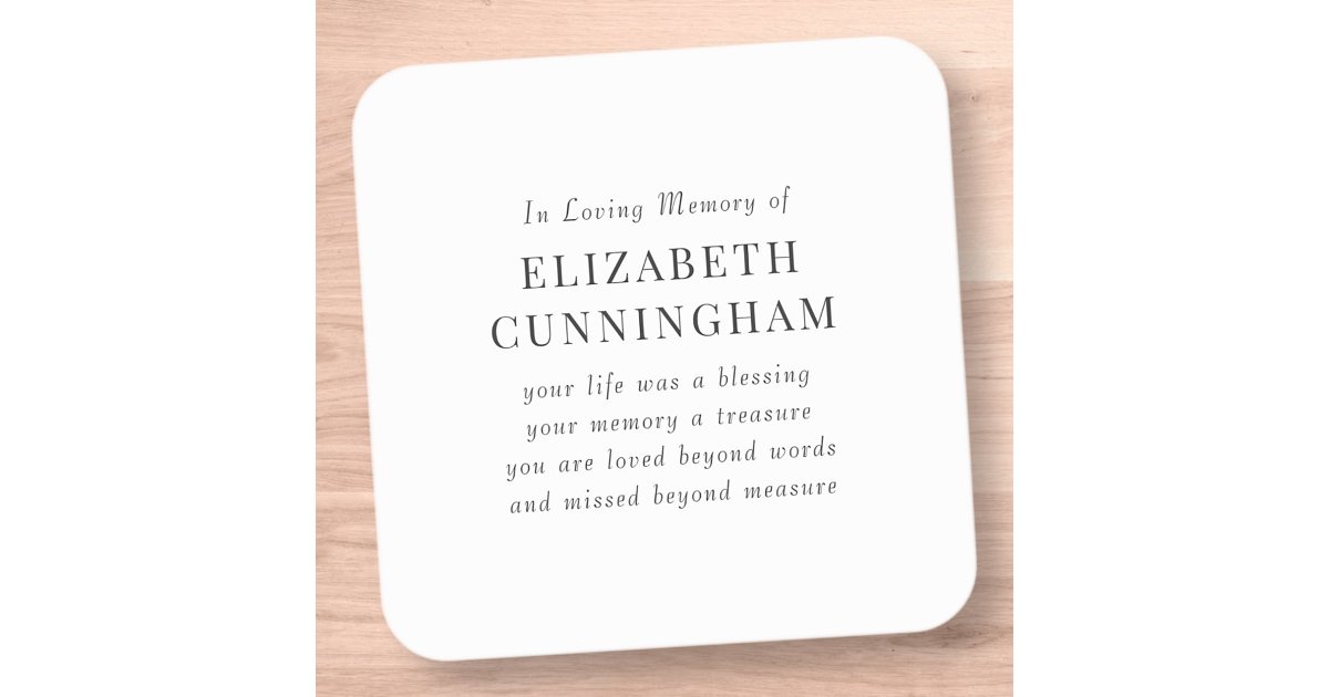 In Loving Memory Memorial Modern Simple Quote Square Sticker | Zazzle