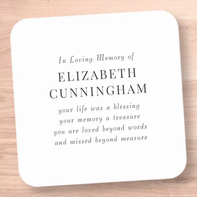 In Loving Memory Memorial Modern Simple Quote Square Sticker | Zazzle