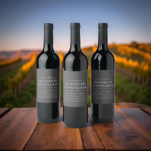 In Loving Memory Memorial Modern Simple Quote Wine Label