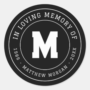 In Loving Memory Memorial Monogram Classic Round Sticker