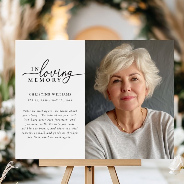 "In Loving Memory" Memorial, Name, Photo Foam Board ("In Loving Memory" Memorial, Name, Photo, Photo Foam Board. Simple, elegant, script font, lovely qua)