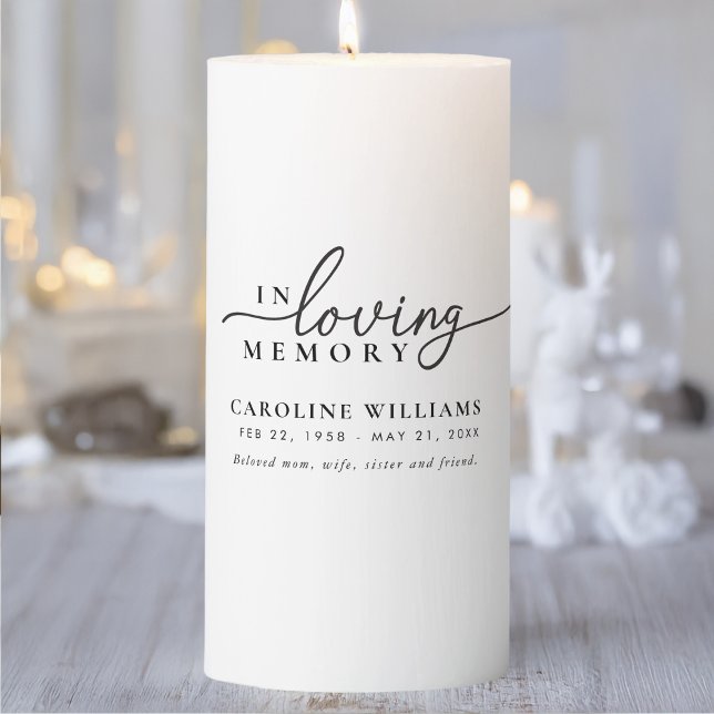 "In Loving Memory" Memorial, Name, Quote Pillar Candle ("In Loving Memory" Memorial, Name, Quote Pillar Candle)