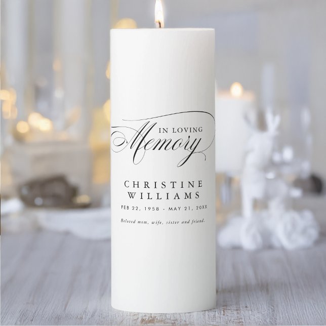 "In Loving Memory" Memorial, Name, Quote Pillar Candle ("In loving Memory" Memorial, Name, Quote Pillar Candle)