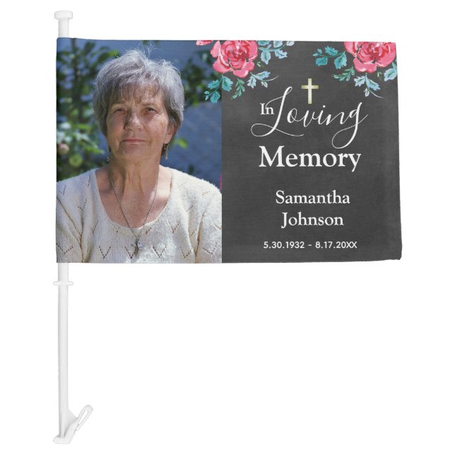 In Loving Memory Memorial One Photo Car Flag (Front)