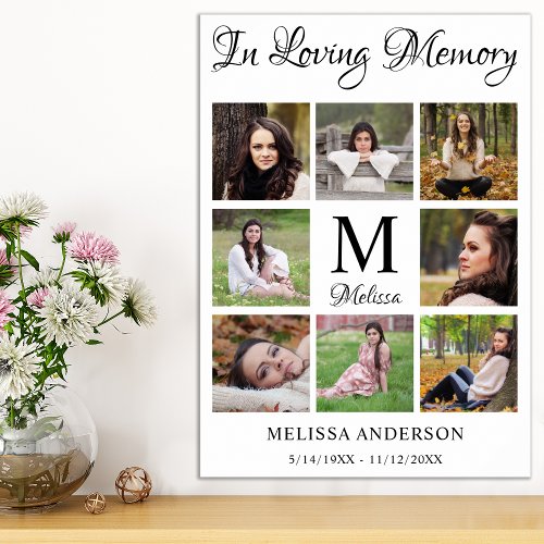 In Loving Memory Memorial Photo Collage Funeral Poster