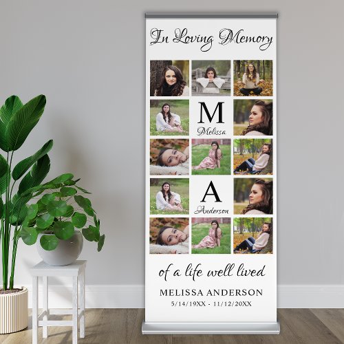 In Loving Memory Memorial Photo Collage Funeral Retractable Banner