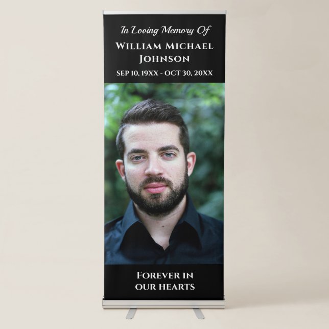 In Loving Memory Memorial Photo Death Bereavement Retractable Banner (Front)