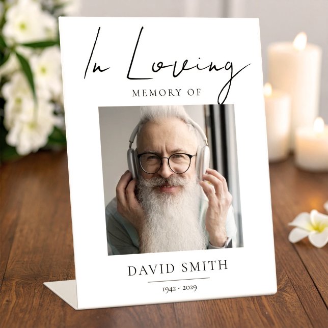 In Loving Memory - Memorial Photo for Father Pedestal Sign (Creator Uploaded)