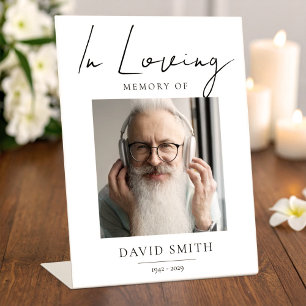 In Loving Memory - Memorial Photo for Grandpa Pedestal Sign