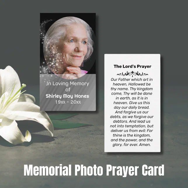 In Loving Memory Memorial Photo Prayer Card | Zazzle
