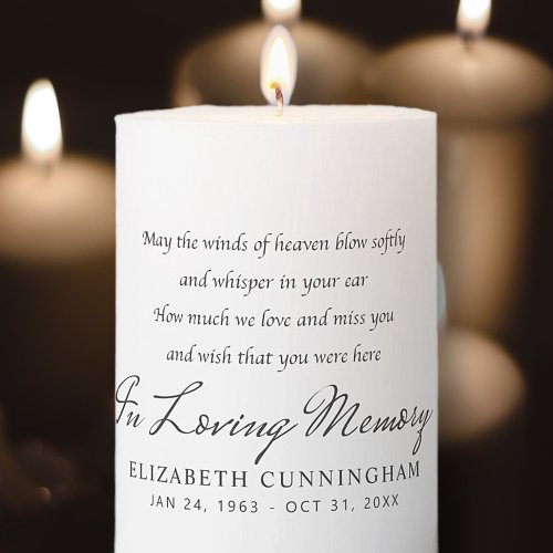 In Loving Memory Memorial Quote Modern Simple Pillar Candle