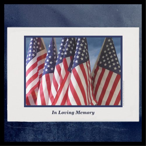 In Loving Memory Memorial Service American Flags Invitation