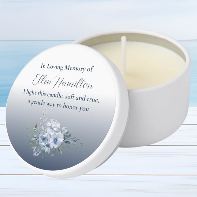 In Loving Memory Memorial Service Blue Mini Candle Favors (Creator Uploaded)