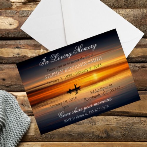 In loving Memory Memorial Service Sunset Lake Invitation
