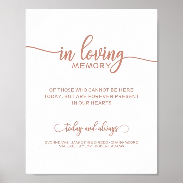 In Loving Memory Memorial Sign With Names (Front)