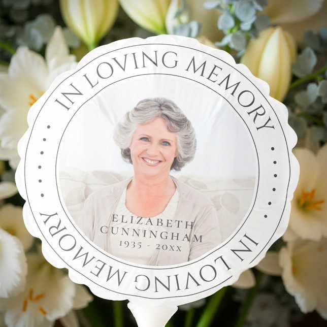 In Loving Memory Memorial Simple Elegant Photo Balloon (Creator Uploaded)