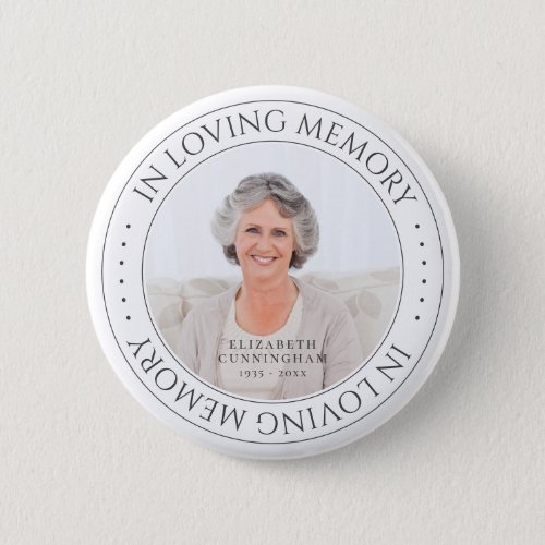 In Loving Memory Memorial Simple Elegant Photo Button