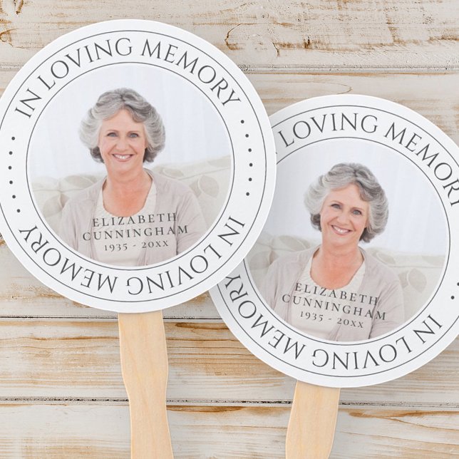 In Loving Memory Memorial Simple Elegant Photo Hand Fan (Creator Uploaded)
