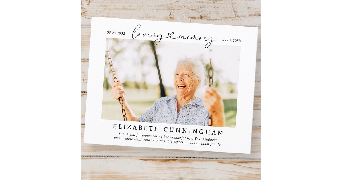 In Loving Memory Memorial Simple Modern Photo Postcard | Zazzle