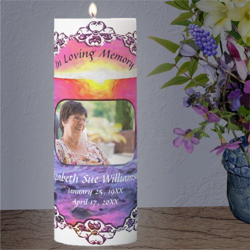 In Loving Memory Mexico Sunset 0909 Pillar Candle