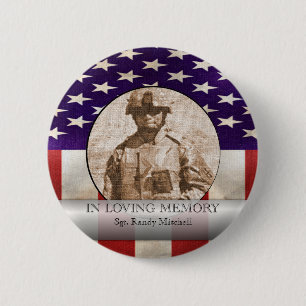 In Loving Memory Military Photo Custom Tribute Button