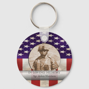 In Loving Memory Military Photo Personalized Keychain