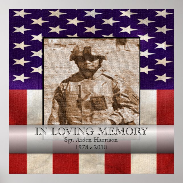In Loving Memory Military Photo Personalized Poster (Front)