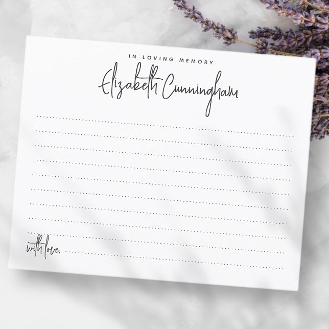 In Loving Memory Minimalist Chic Attendance Card (Creator Uploaded)