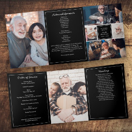 In Loving Memory Modern 6-Photo Funeral/Memorial Tri-Fold Program