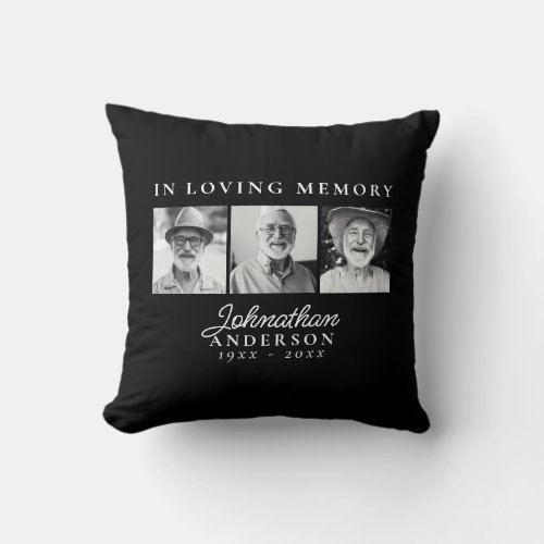 In Loving Memory Modern Black  White 3_Photo Throw Pillow